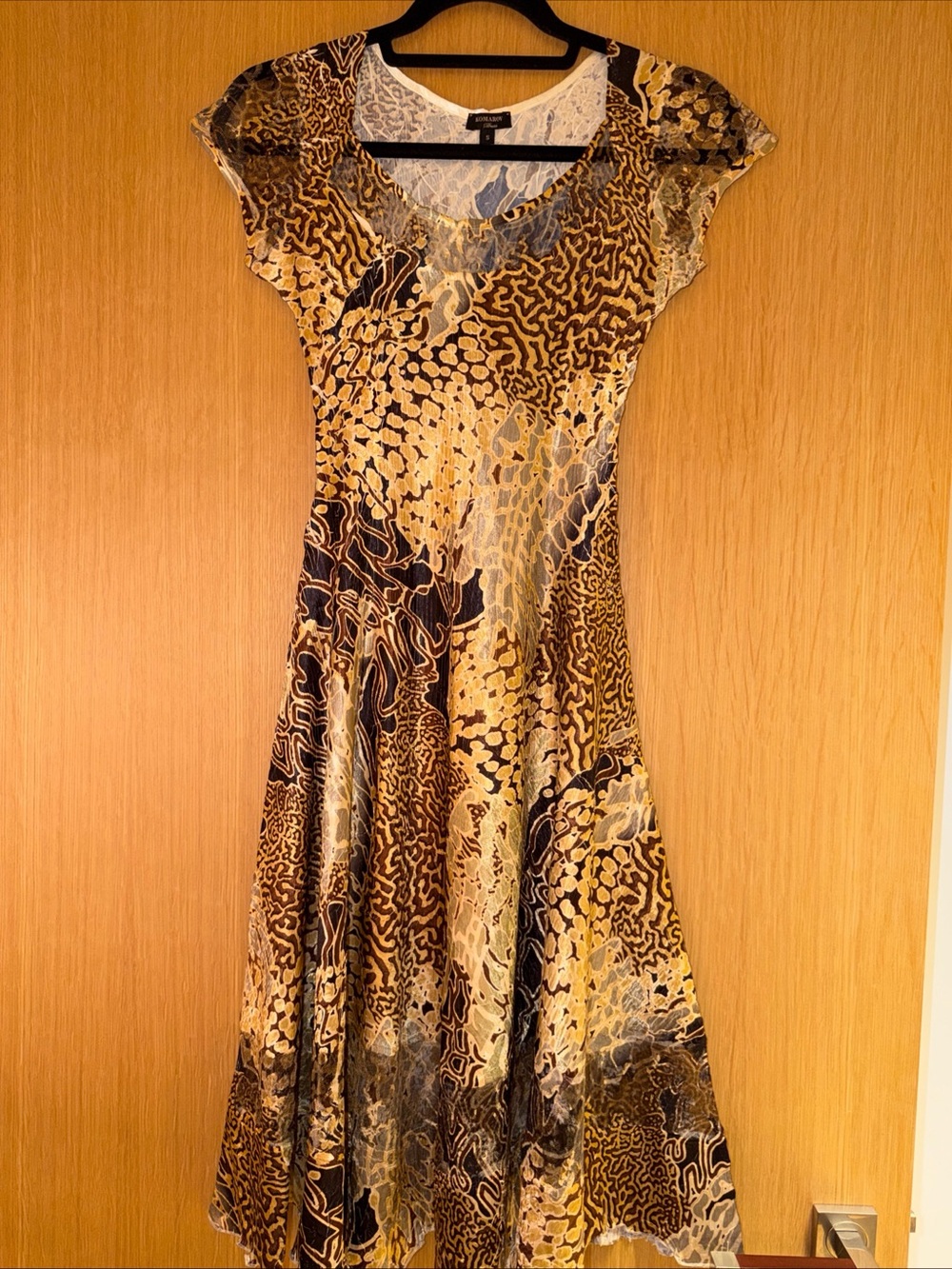 Komarov Dress Womens Brown Crinkle Chiffon Flutter Fairy Whimsical Size S